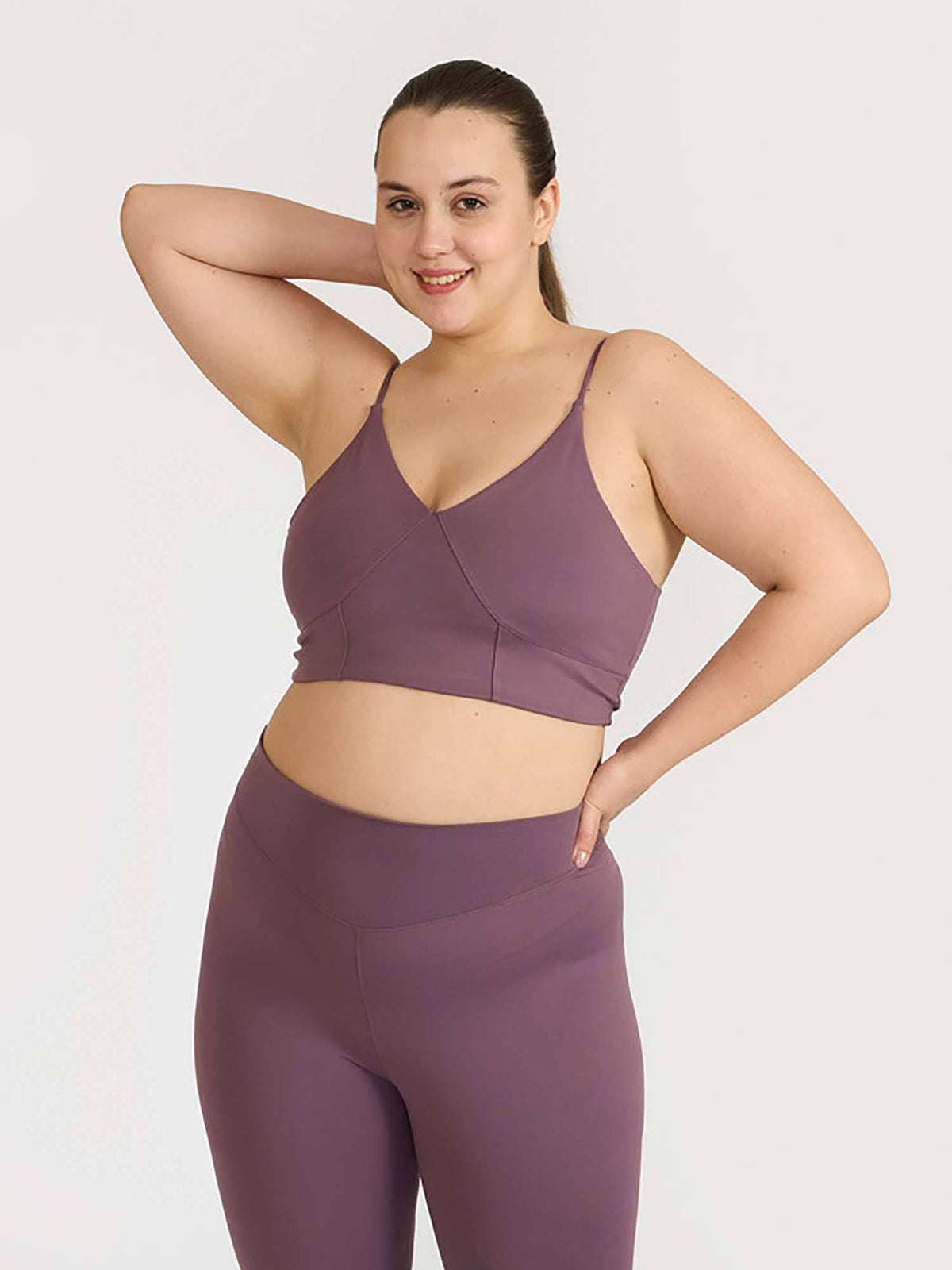 Mauve Zen Cross Back Lightly Padded with Removable Cups Sports Bra | sb09 - view 6