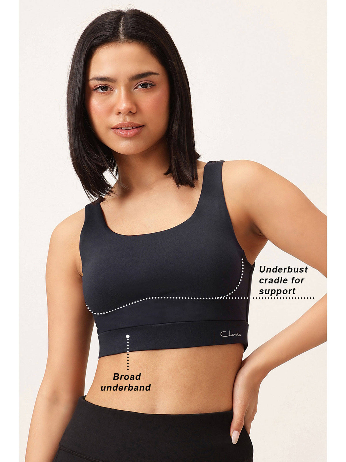 Women Navy Blue Solid Removable Pads Sports Bra | sb09 - view 2
