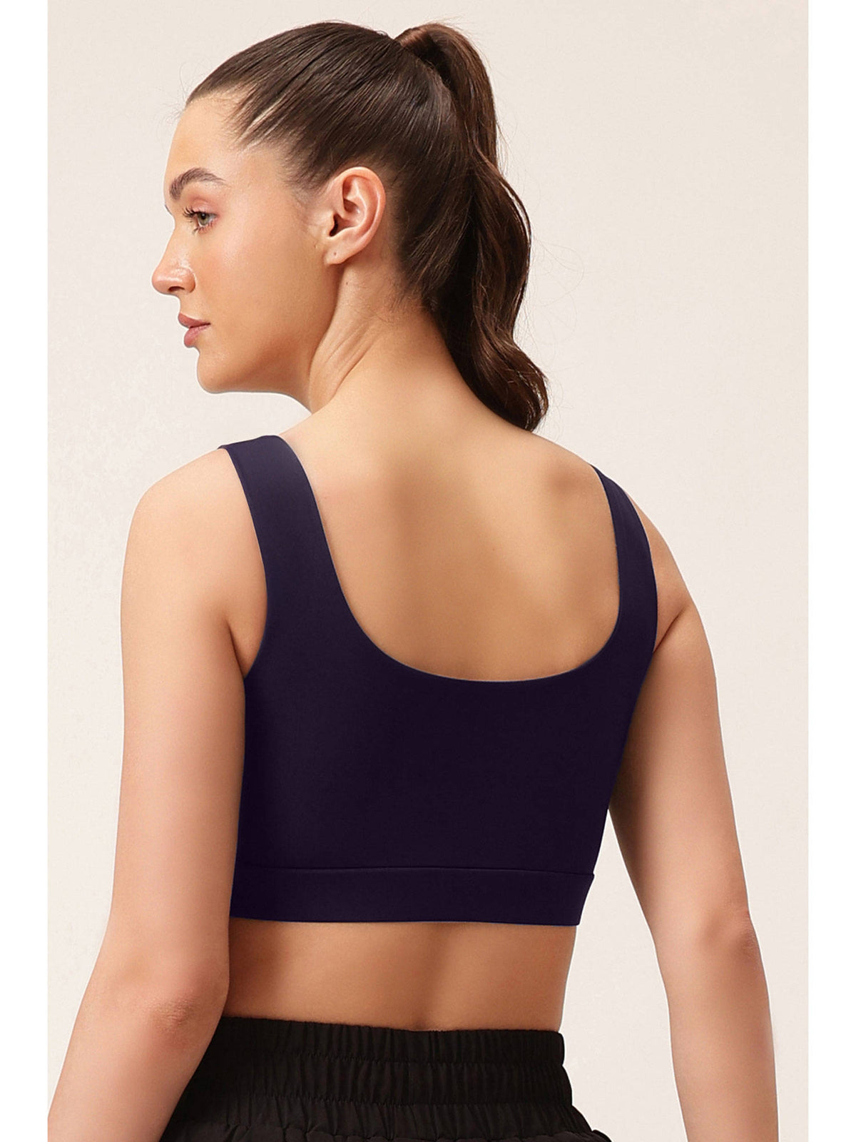Women Navy Blue Solid Removable Pads Sports Bra | sb09 - view 4
