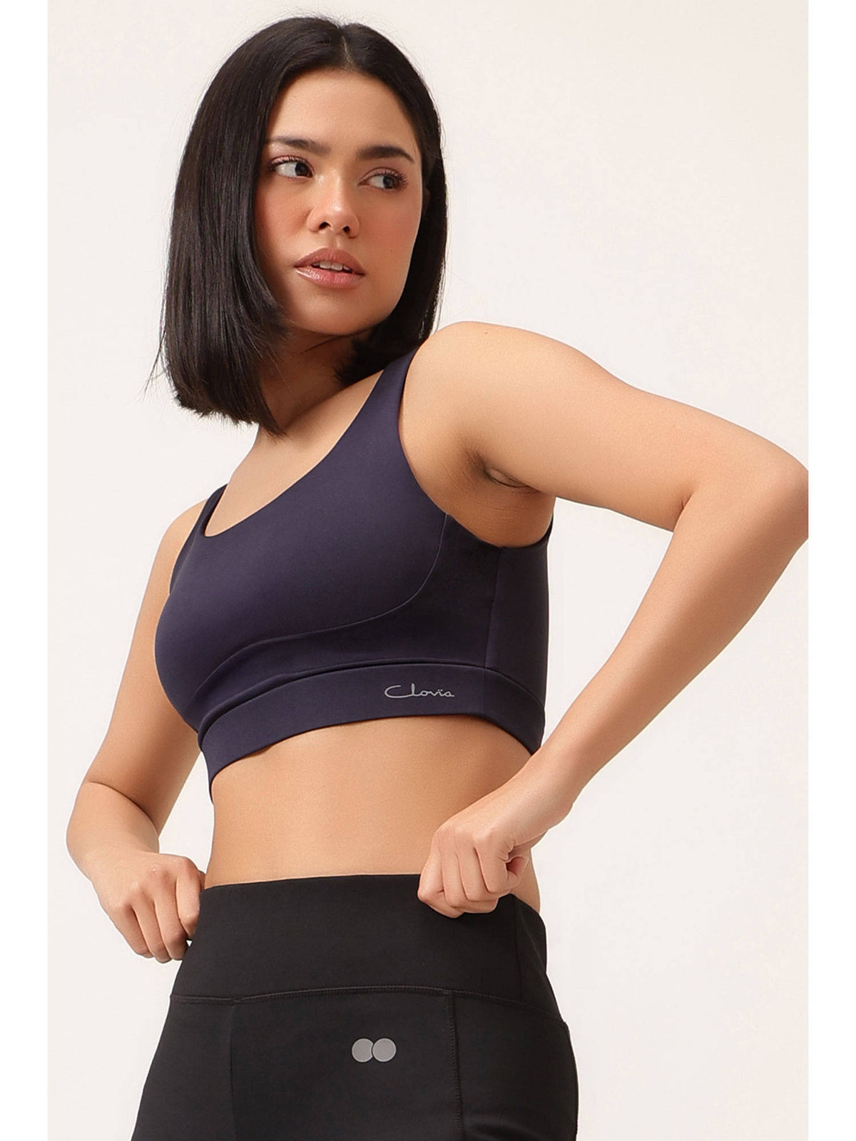 Women Navy Blue Solid Removable Pads Sports Bra | sb09 - view 5