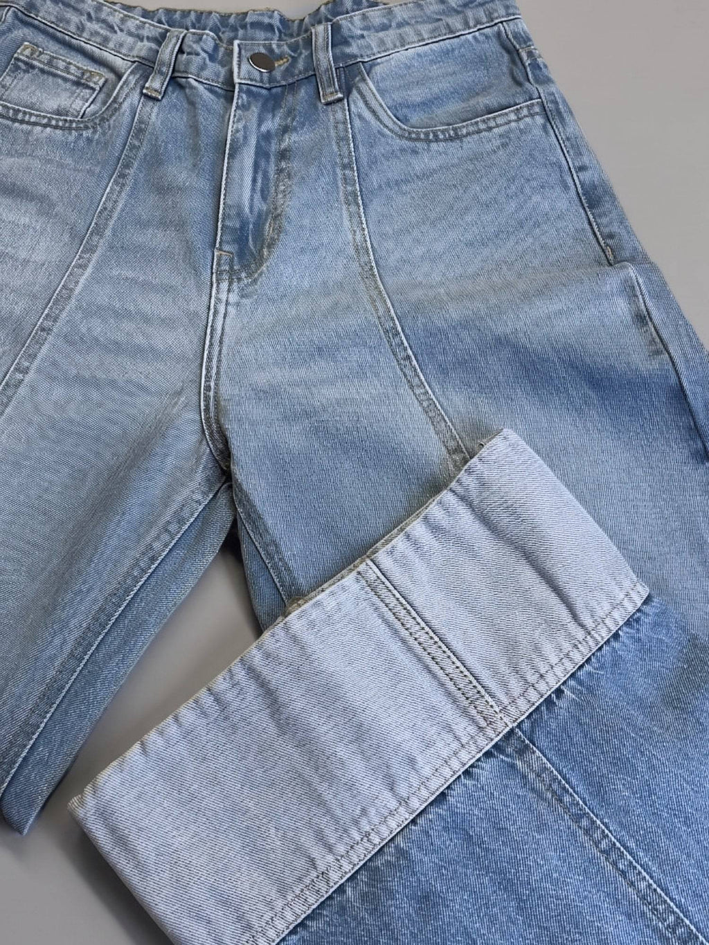Blue Folded Hem Wide Leg Jeans | WL90 - view 5