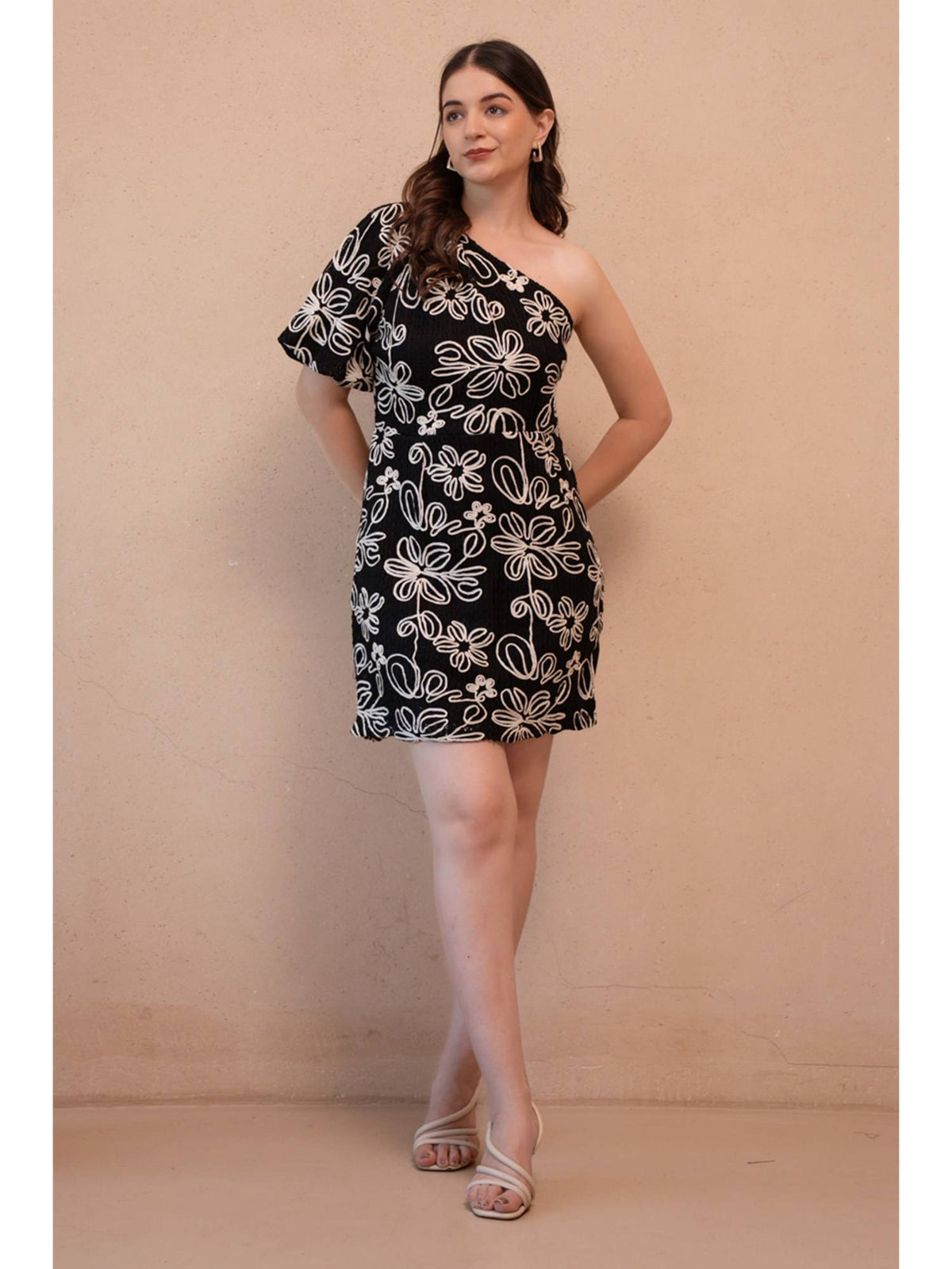 AEOY Black One-Shoulder Mini Dress | D56 - view 1