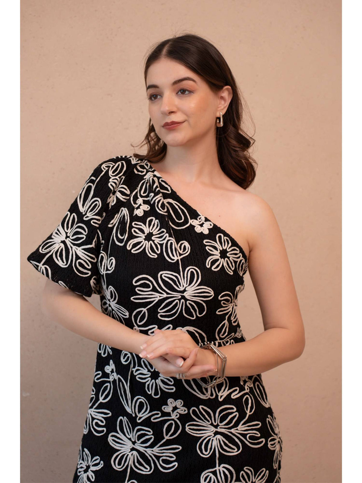 AEOY Black One-Shoulder Mini Dress | D56 - view 2