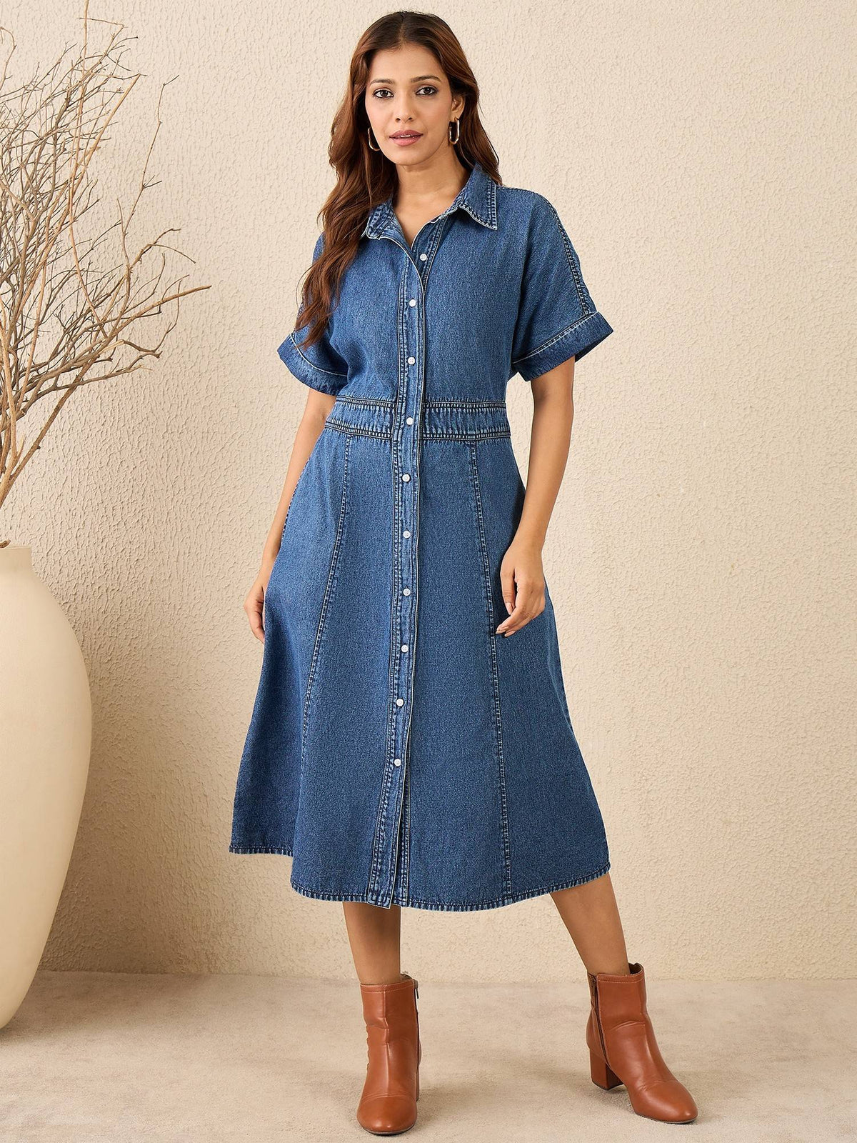 Women's Denim Midi Dress | D56 - view 2