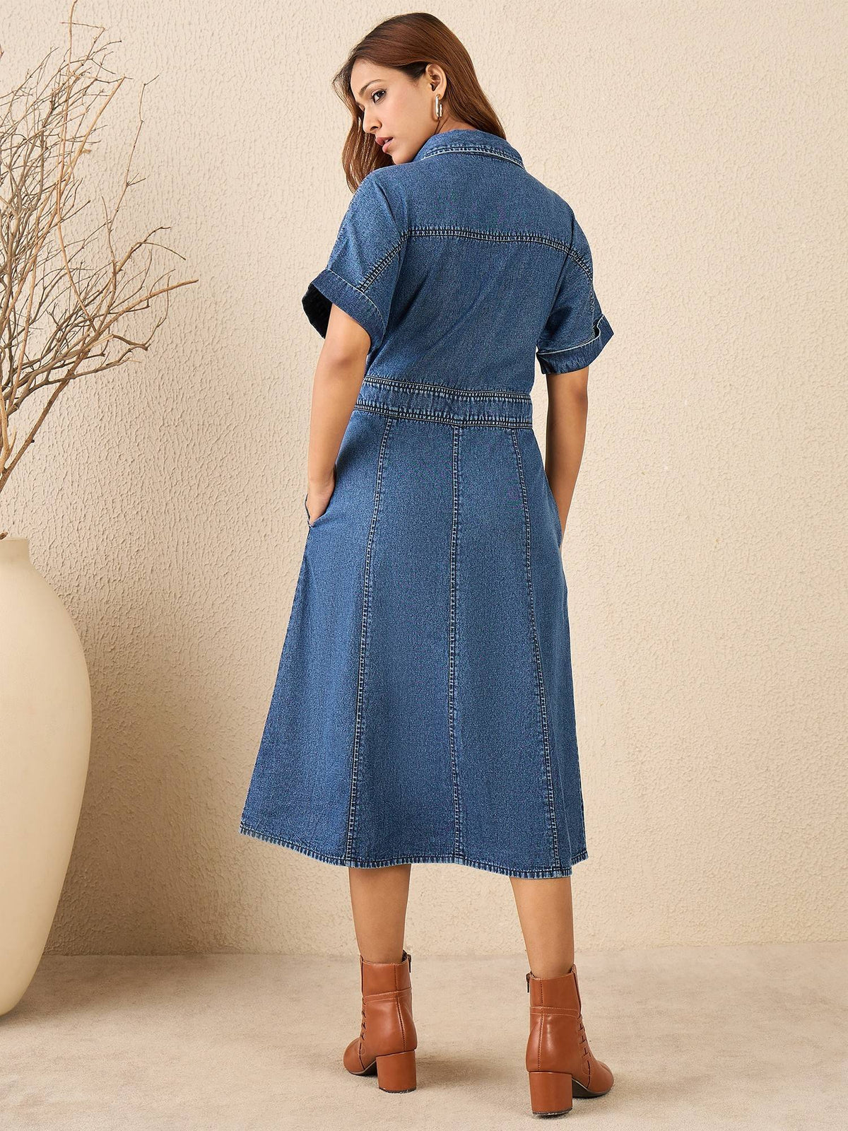 Women's Denim Midi Dress | D56 - view 4