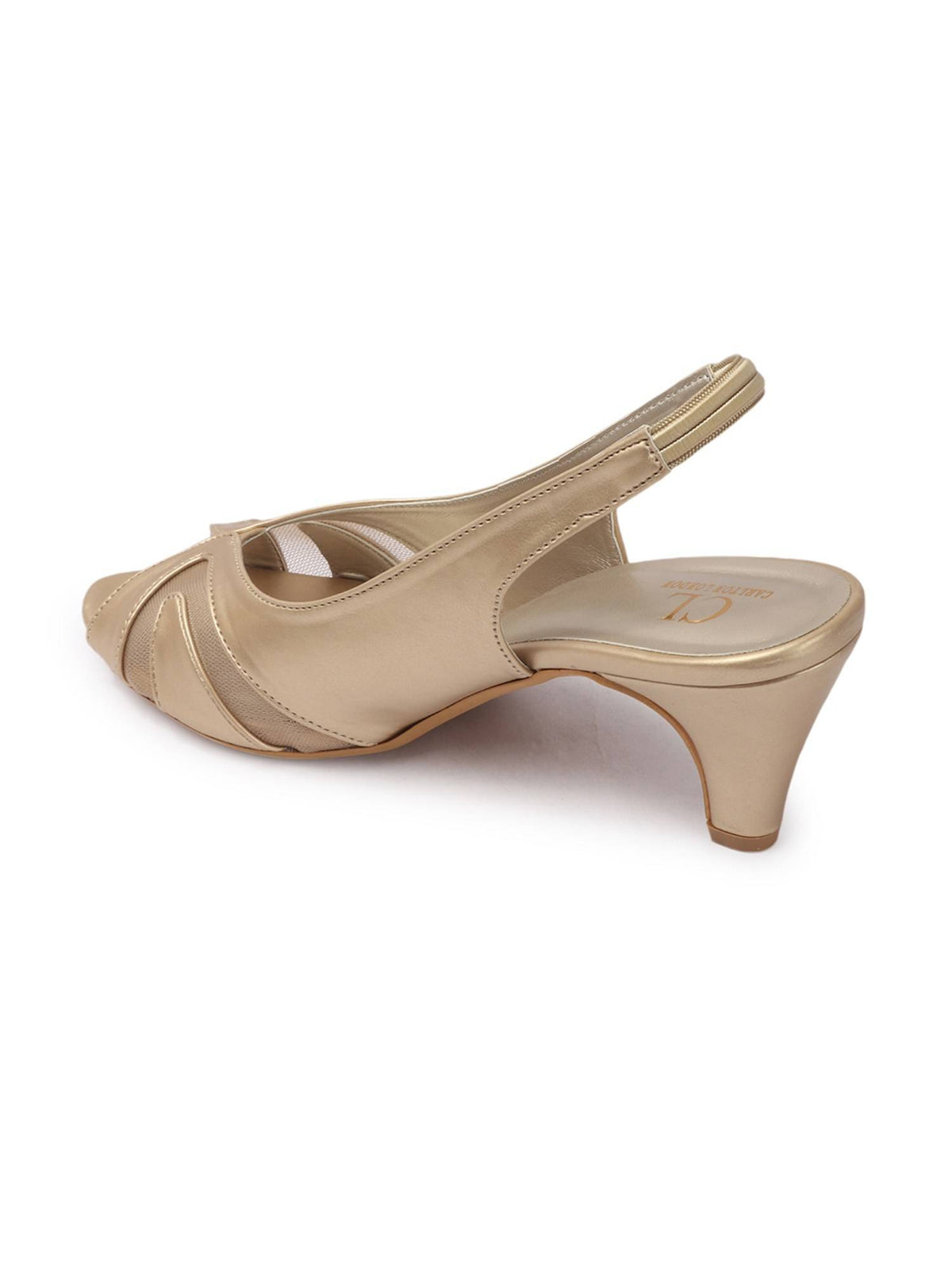 Women Gold Comfortable Sandal Heels | H78 - view 5