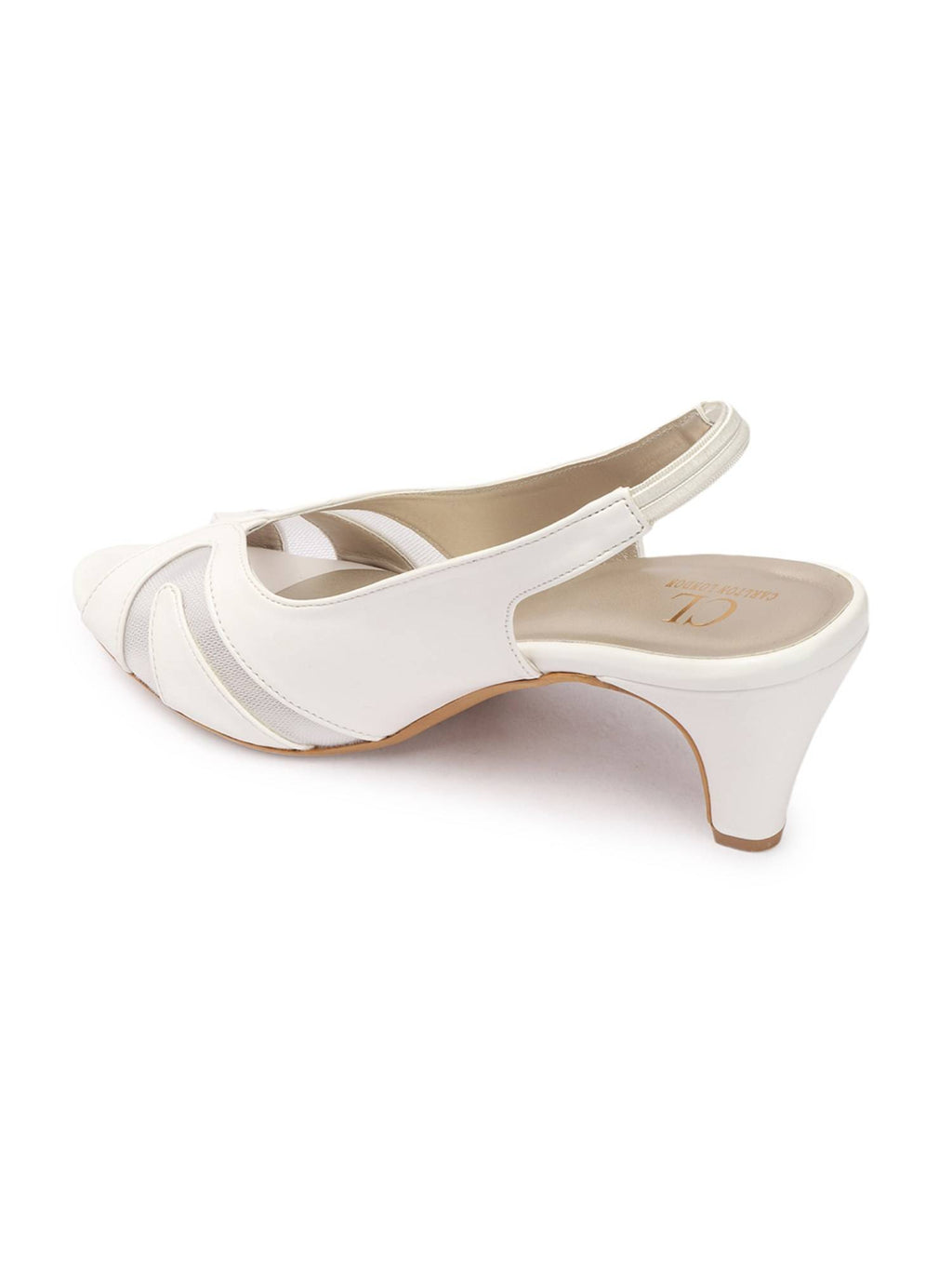 Women White Comfortable Sandal Heels | H78 - view 5