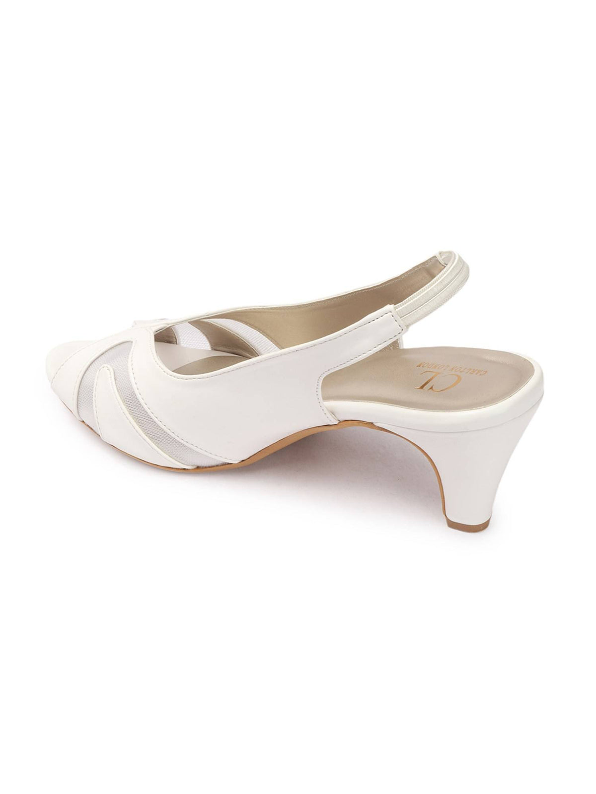 Women White Comfortable Sandal Heels | H78 - view 5
