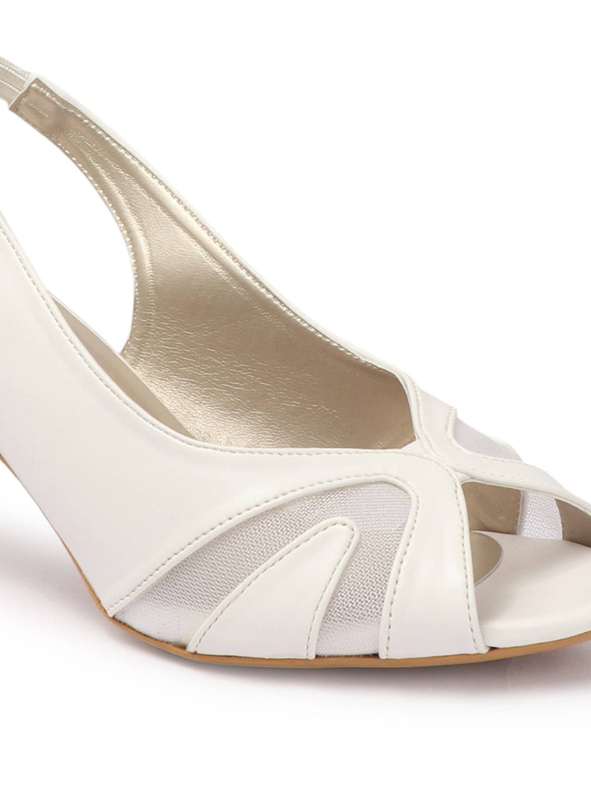 Women White Comfortable Sandal Heels | H78 - view 7