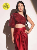 Vermilion Veil Dazzling Red Crop Top | CT61 - view 1