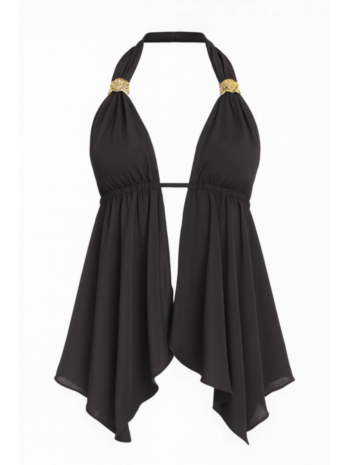 Black Tie Up Flowy Top | HT67 - view 2