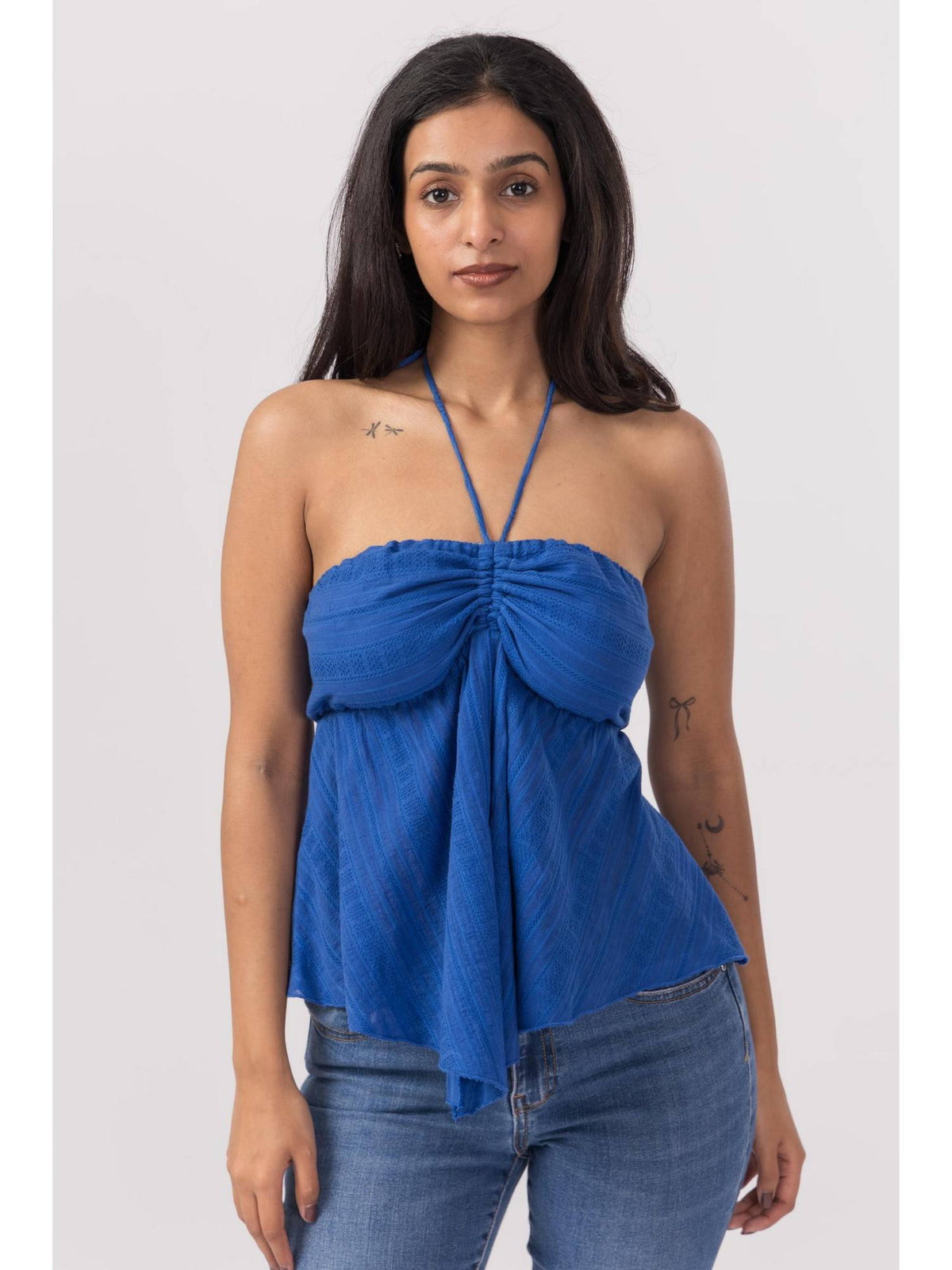 Blue Front Slit Halter Top | HT67 - view 1