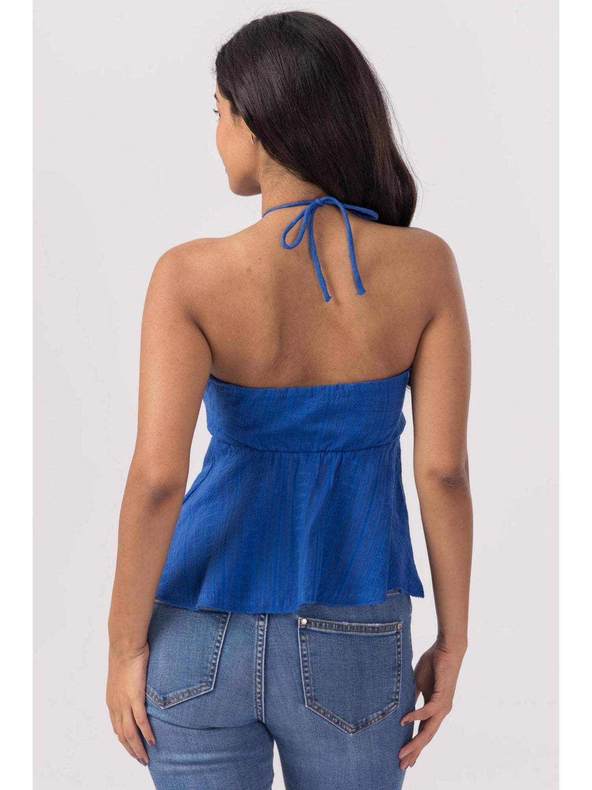 Blue Front Slit Halter Top | HT67 - view 2