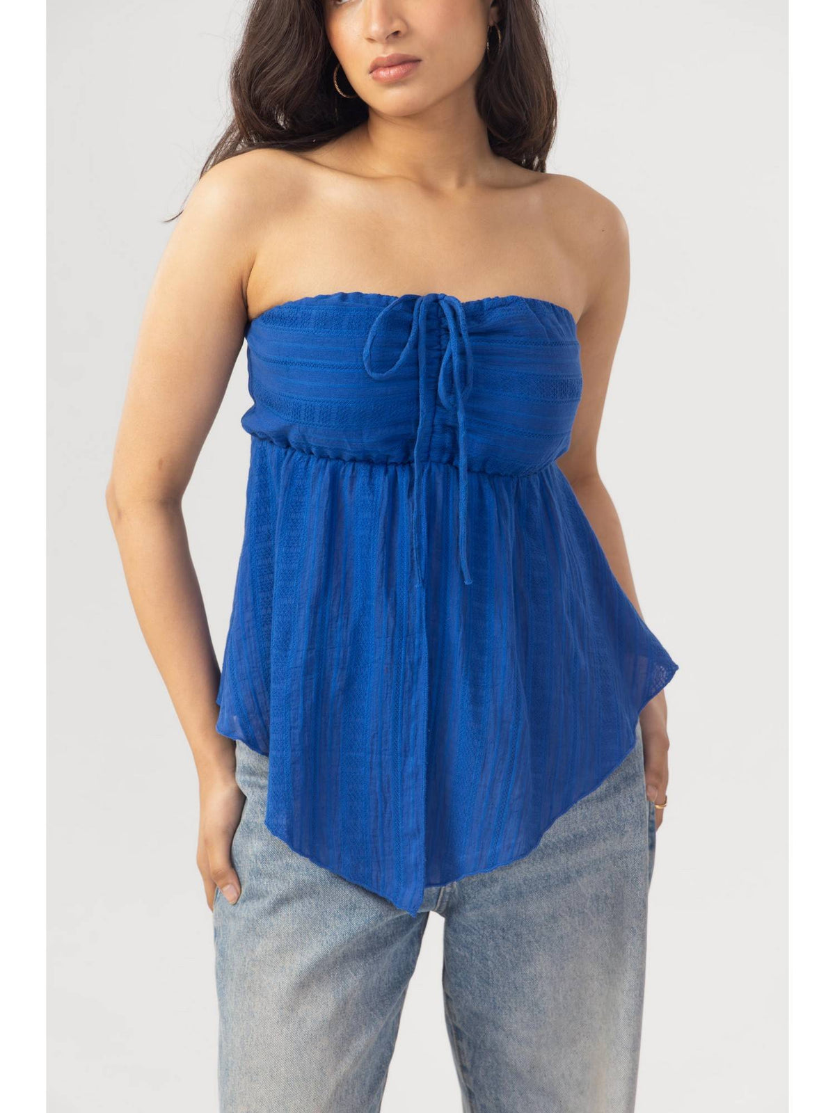 Blue Front Slit Halter Top | HT67 - view 3