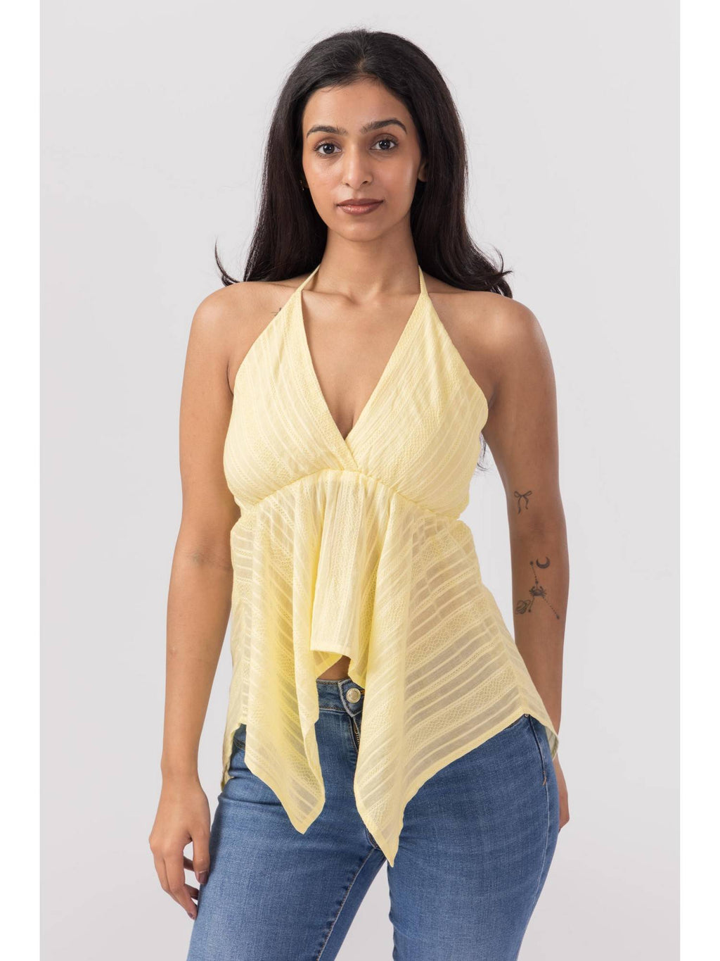 Yellow Necktie Halter Top | HT67 - view 1