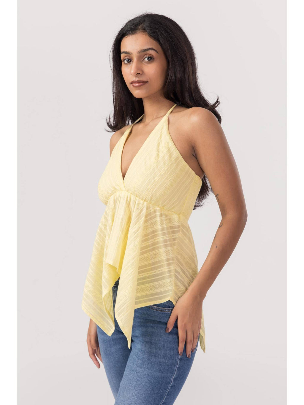 Yellow Necktie Halter Top | HT67 - view 3