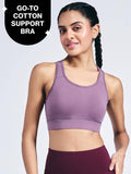 Cotton Slip On Sports Bra with Removable Cups NYK059 Navy | sb09 - view 51