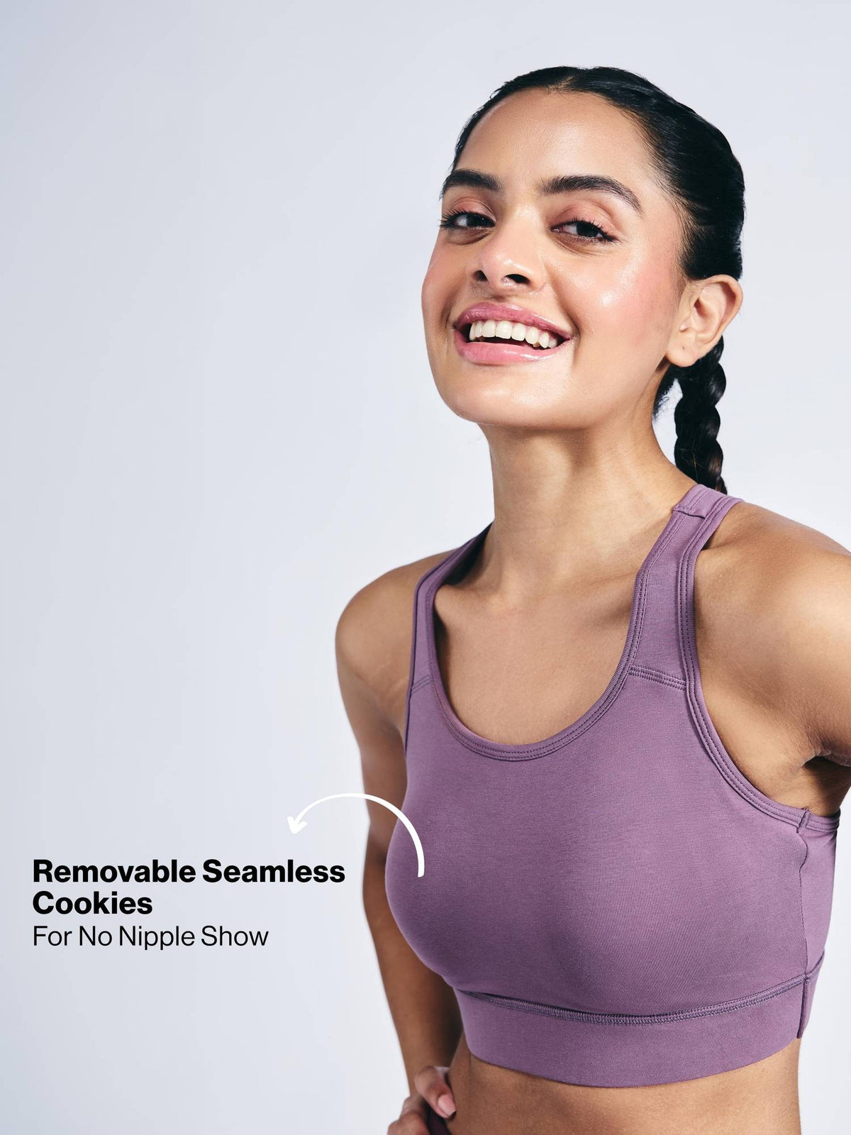 Cotton Slip-On Sports Bra with Moulded Removable Cups for Yoga & Walking NYK059 Black | sb09 - view 22