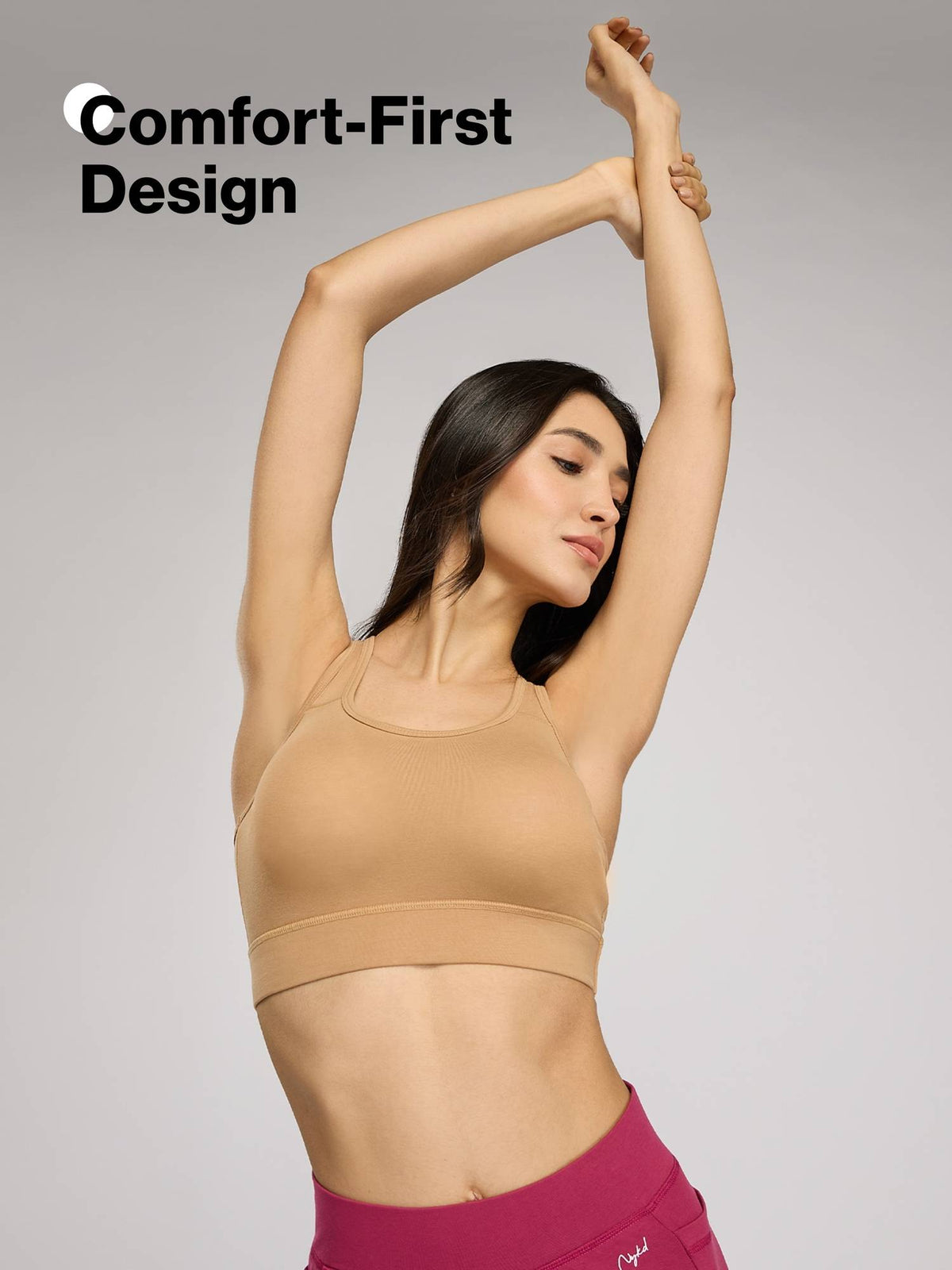 Cotton Slip-On Sports Bra with Moulded Removable Cups for Yoga & Walking NYK059 Black | sb09 - view 9