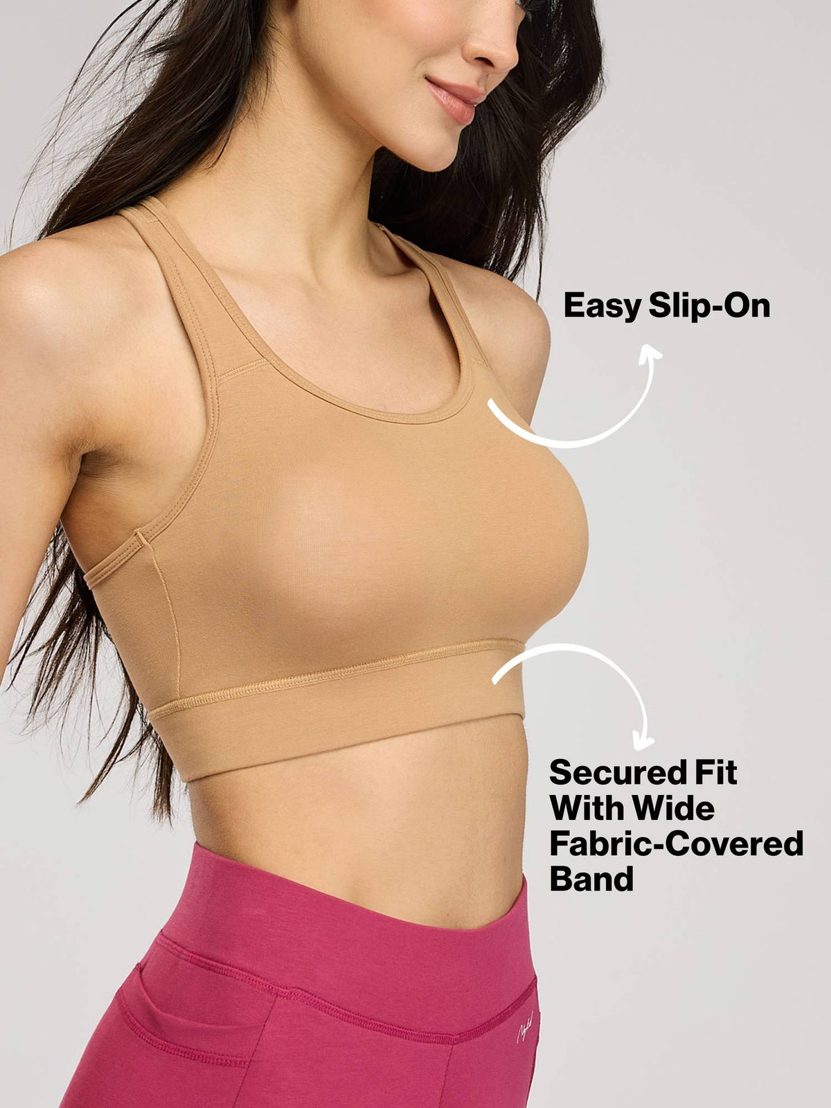 Cotton Slip-On Sports Bra with Moulded Removable Cups for Yoga & Walking NYK059 Black | sb09 - view 11