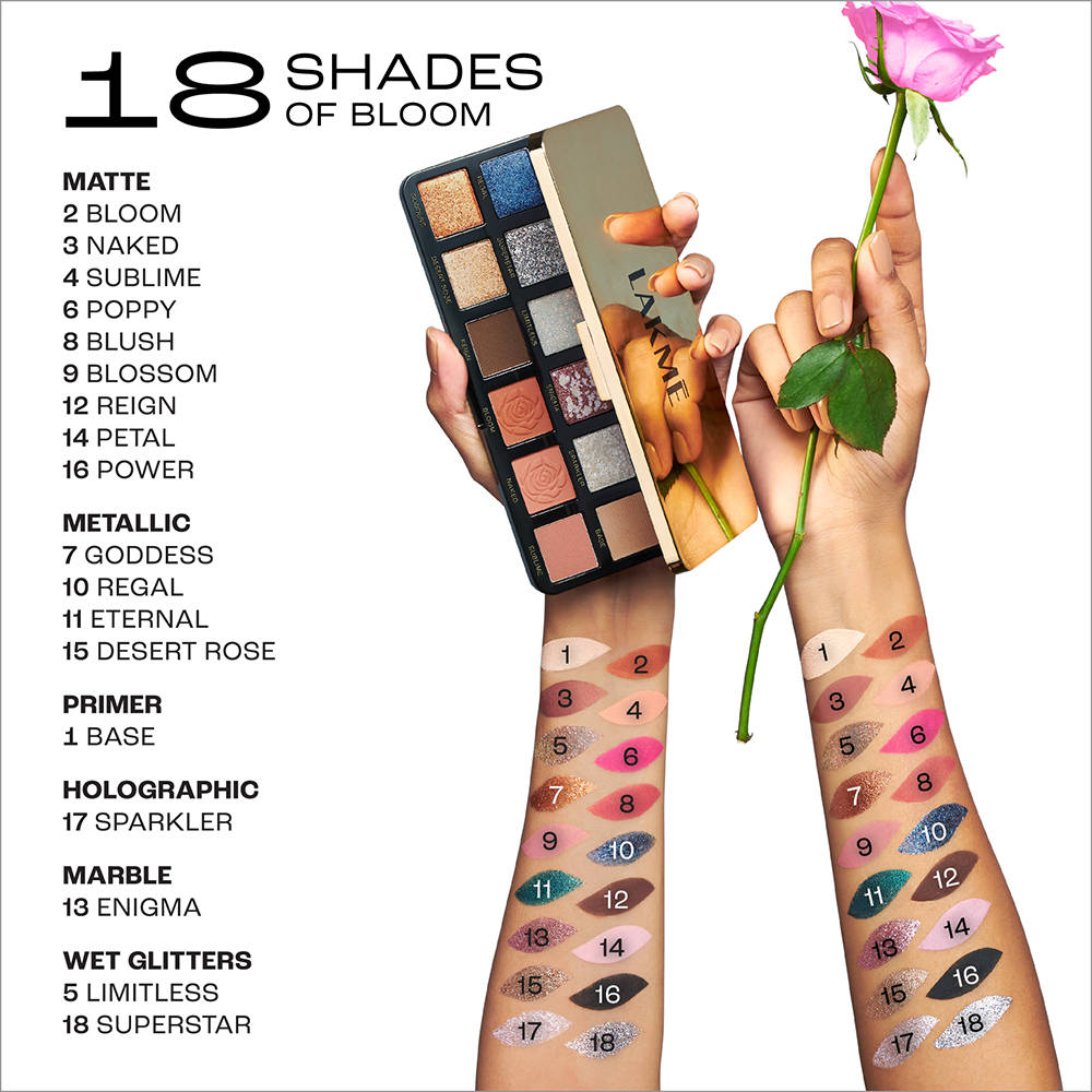 Rouge Bloom Eyeshadow Pro-Palette, 18 Shades For Infinite Looks, Infused With Rose Oil | E20 - view 8