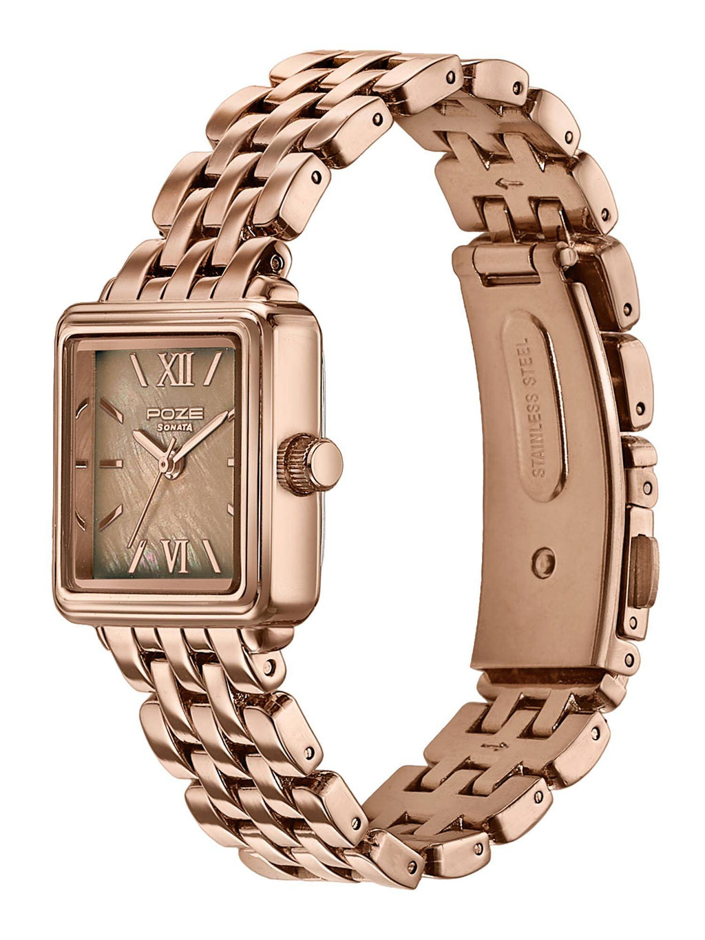 Poze 8 Quartz Mop Brown Dial Ip Rose Gold Solid Link Strap (SP80178WM01) | W92 - view 3