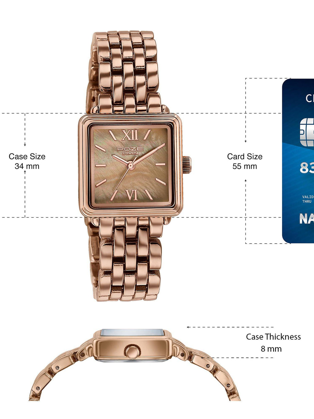 Poze 8 Quartz Mop Brown Dial Ip Rose Gold Solid Link Strap (SP80178WM01) | W92 - view 6
