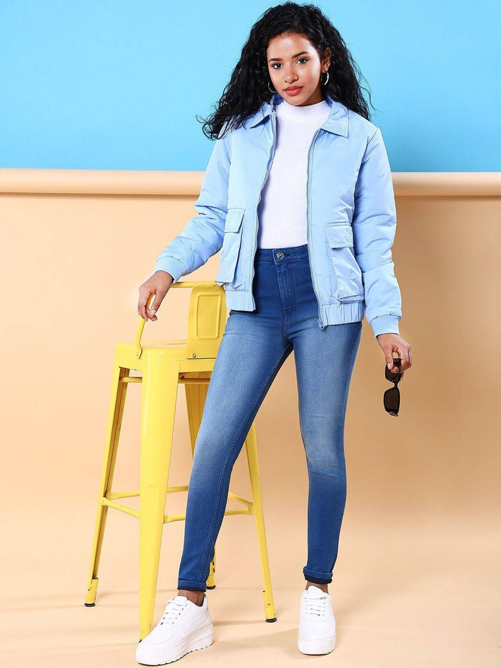 Women Polyester Green Solid Collar Neck Jacket | JC78 - view 4