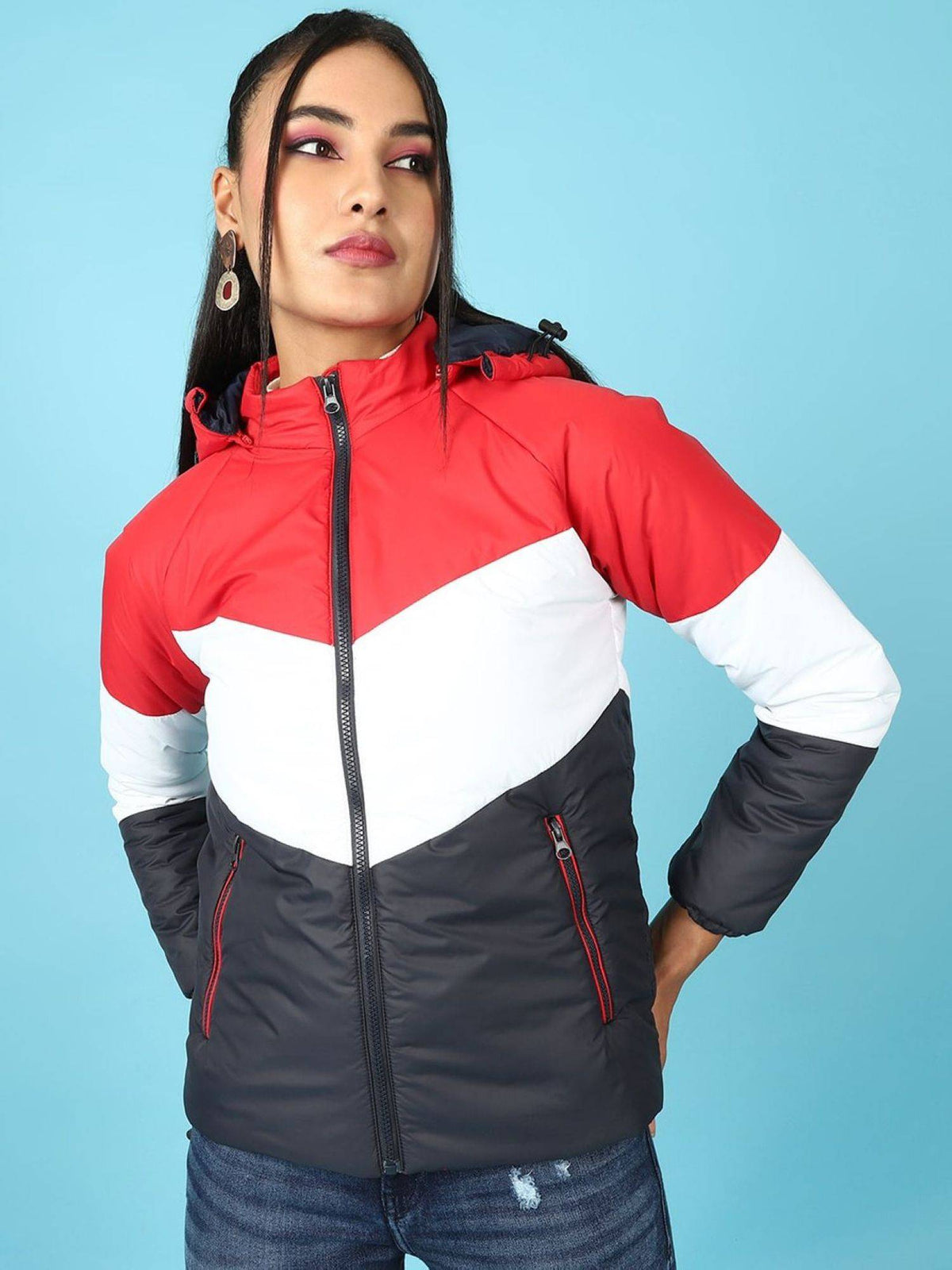 Women Polyester Teal Solid High Neck Jacket | JC78 - view 15