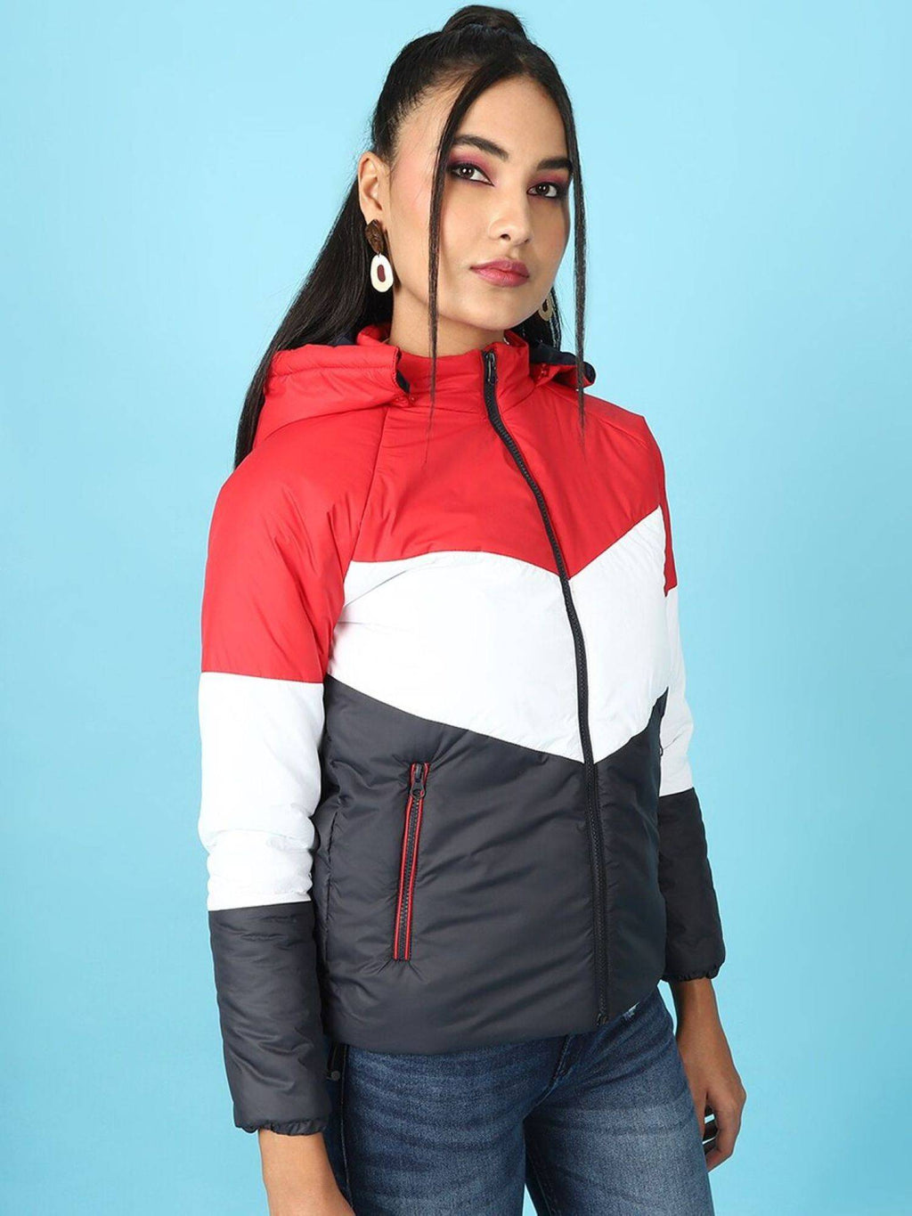 Women Polyester Teal Solid High Neck Jacket | JC78 - view 16