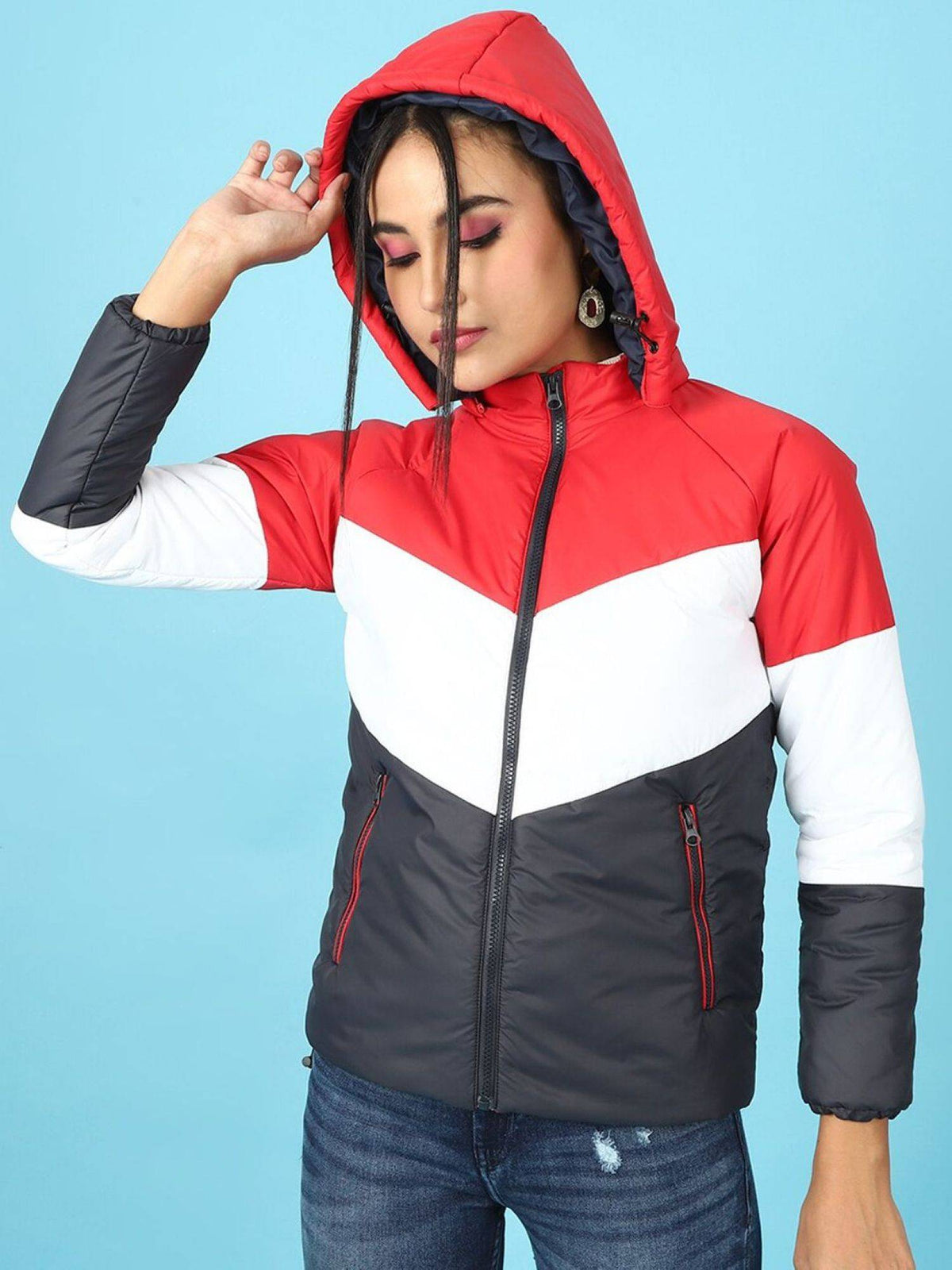 Women Polyester Teal Solid High Neck Jacket | JC78 - view 17