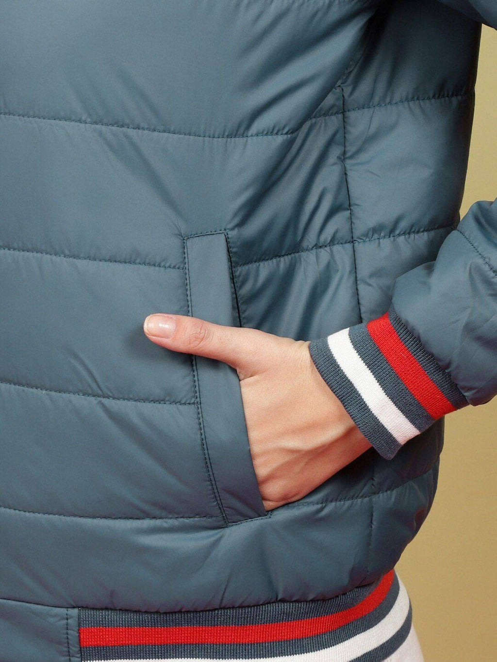 Women Polyester Teal Solid High Neck Jacket | JC78 - view 13