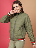 Women Polyester Teal Solid High Neck Jacket | JC78 - view 21