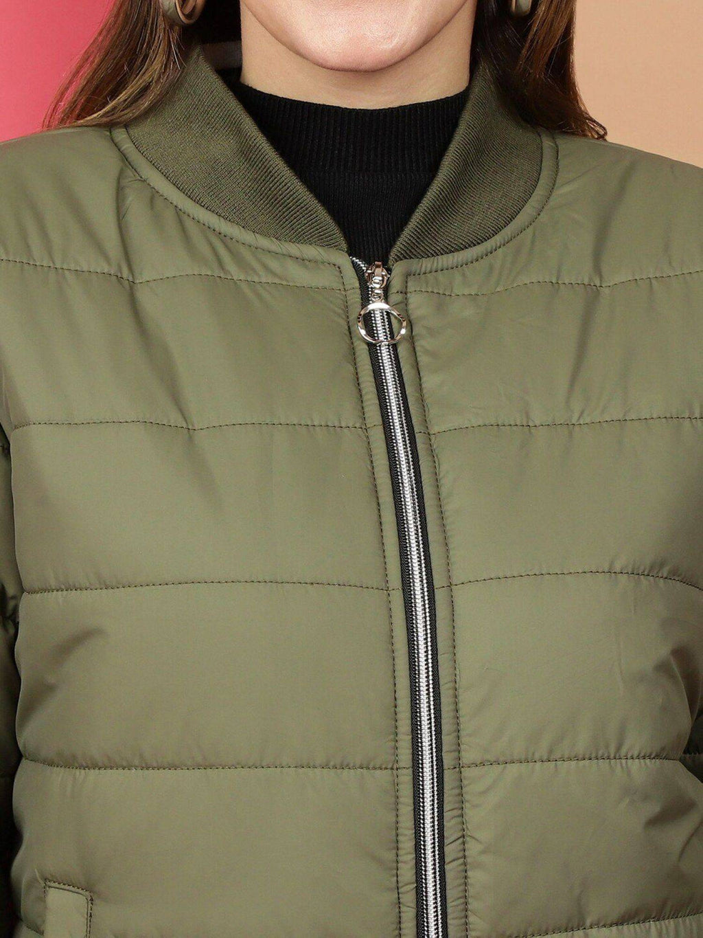 Women Polyester Teal Solid High Neck Jacket | JC78 - view 22