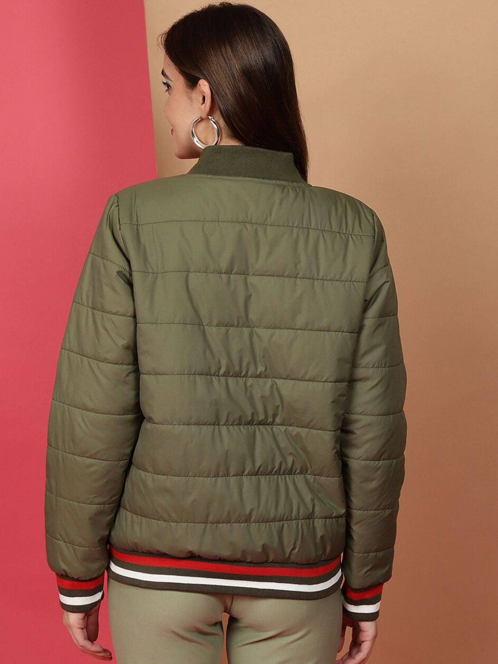 Women Polyester Teal Solid High Neck Jacket | JC78 - view 24