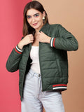 Women Polyester Teal Solid High Neck Jacket | JC78 - view 1