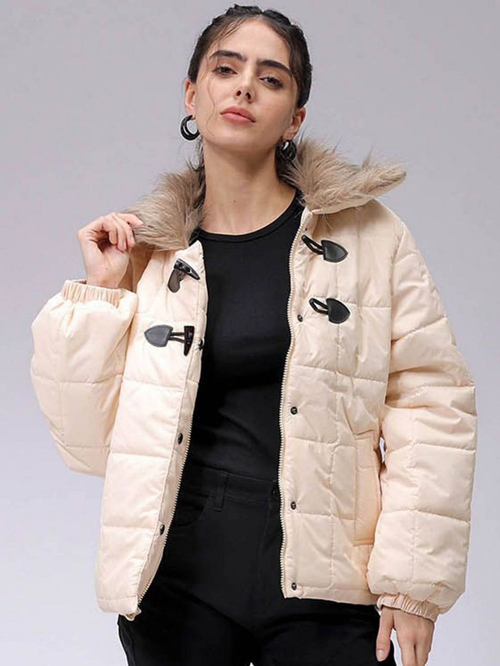 Women Polyester Yellow Solid Collar Neck Jacket | JC78 - view 1