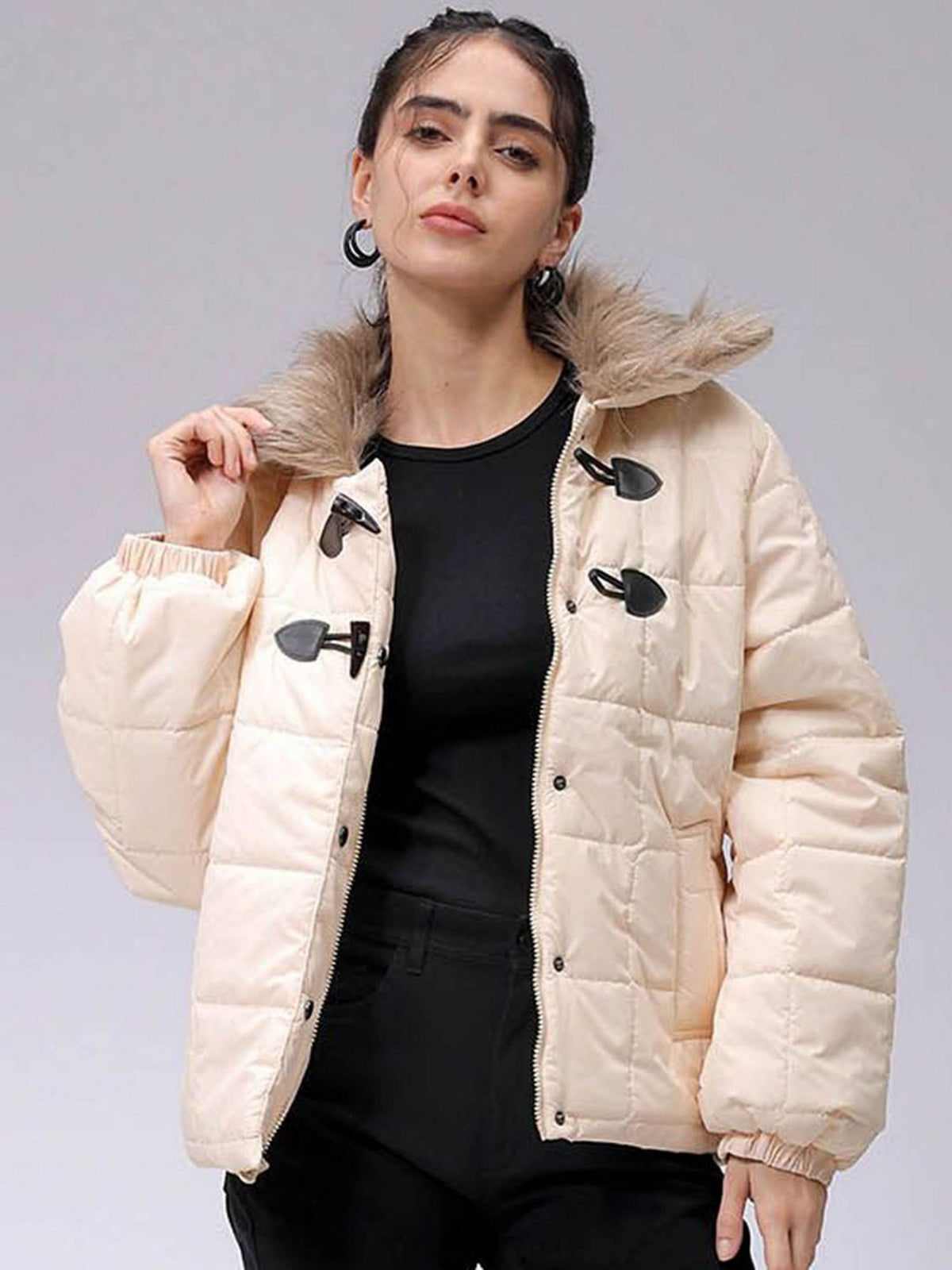 Women Polyester Yellow Solid Collar Neck Jacket | JC78 - view 1