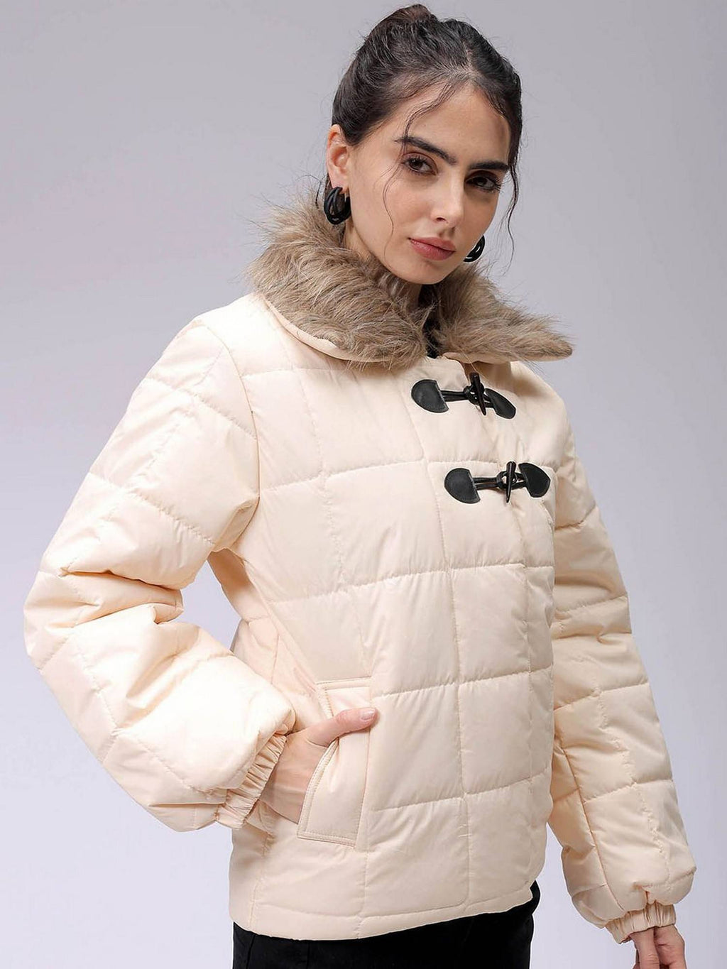 Women Polyester Yellow Solid Collar Neck Jacket | JC78 - view 3