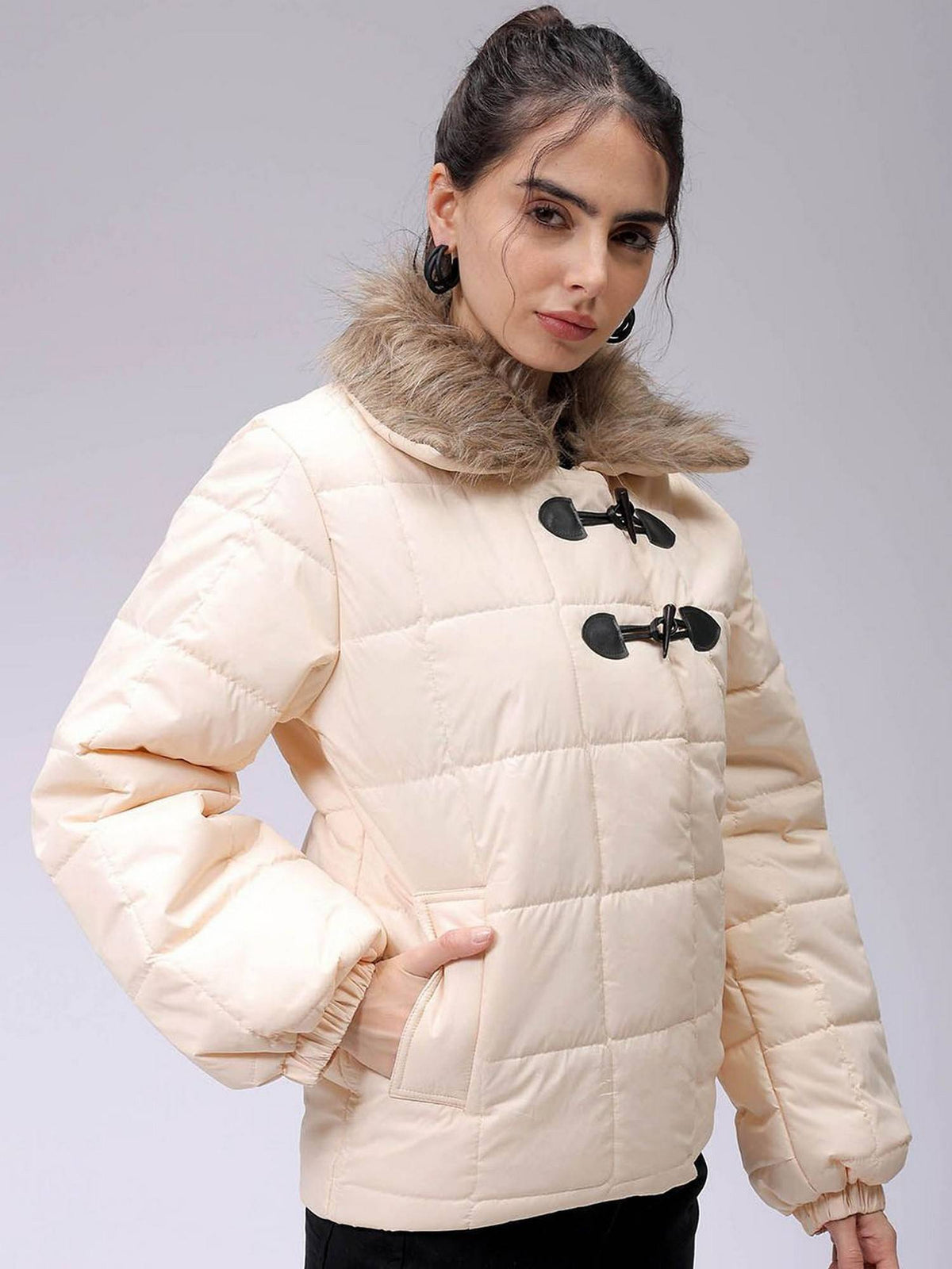 Women Polyester Yellow Solid Collar Neck Jacket | JC78 - view 3