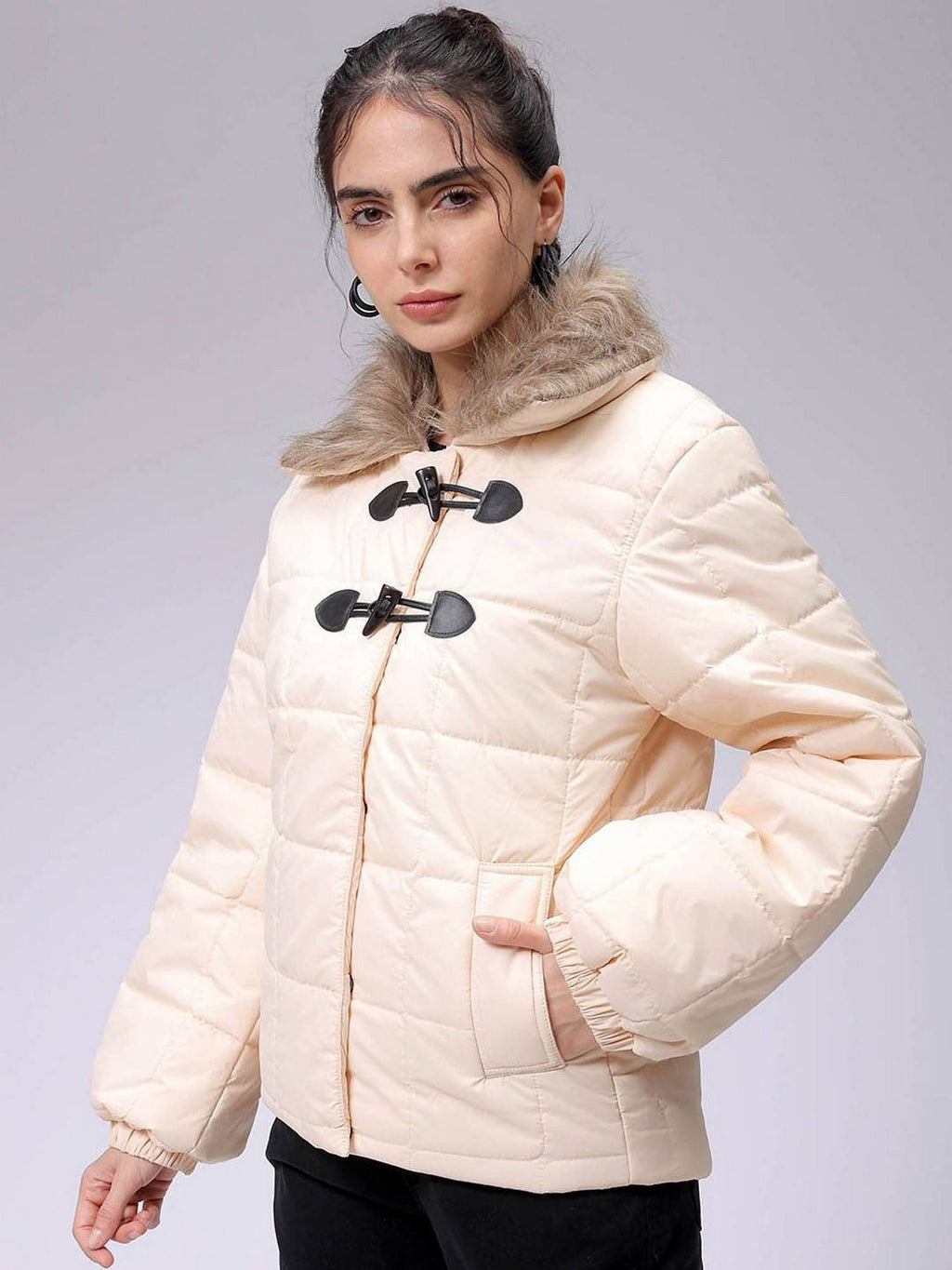 Women Polyester Yellow Solid Collar Neck Jacket | JC78 - view 5
