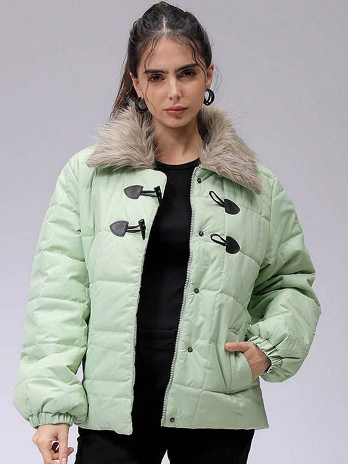 Women Polyester Yellow Solid Collar Neck Jacket | JC78 - view 15