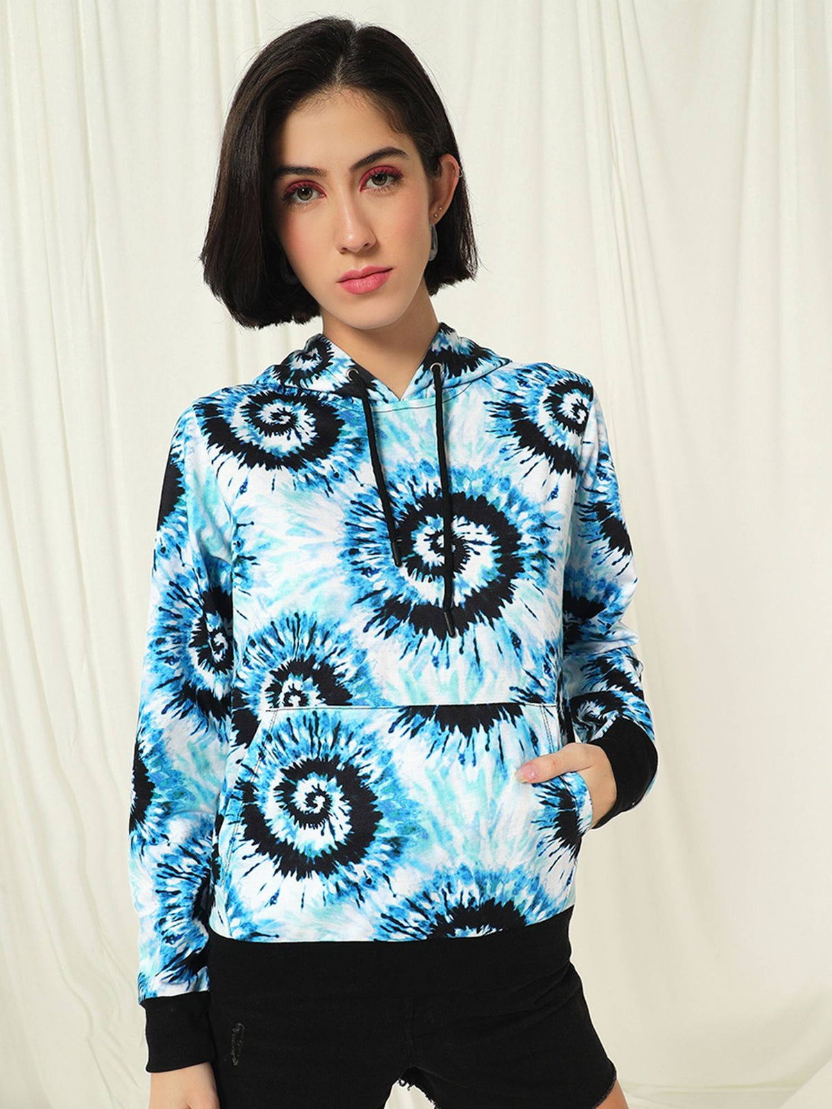 Women Multi-Color Hooded Printed Full Sleeves Hoodie | SS90 - view 3