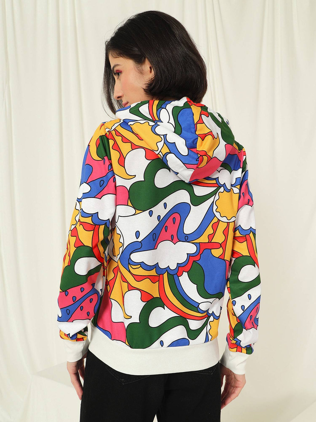 Women Multi-Color Hooded Printed Full Sleeves Hoodie | SS90 - view 5