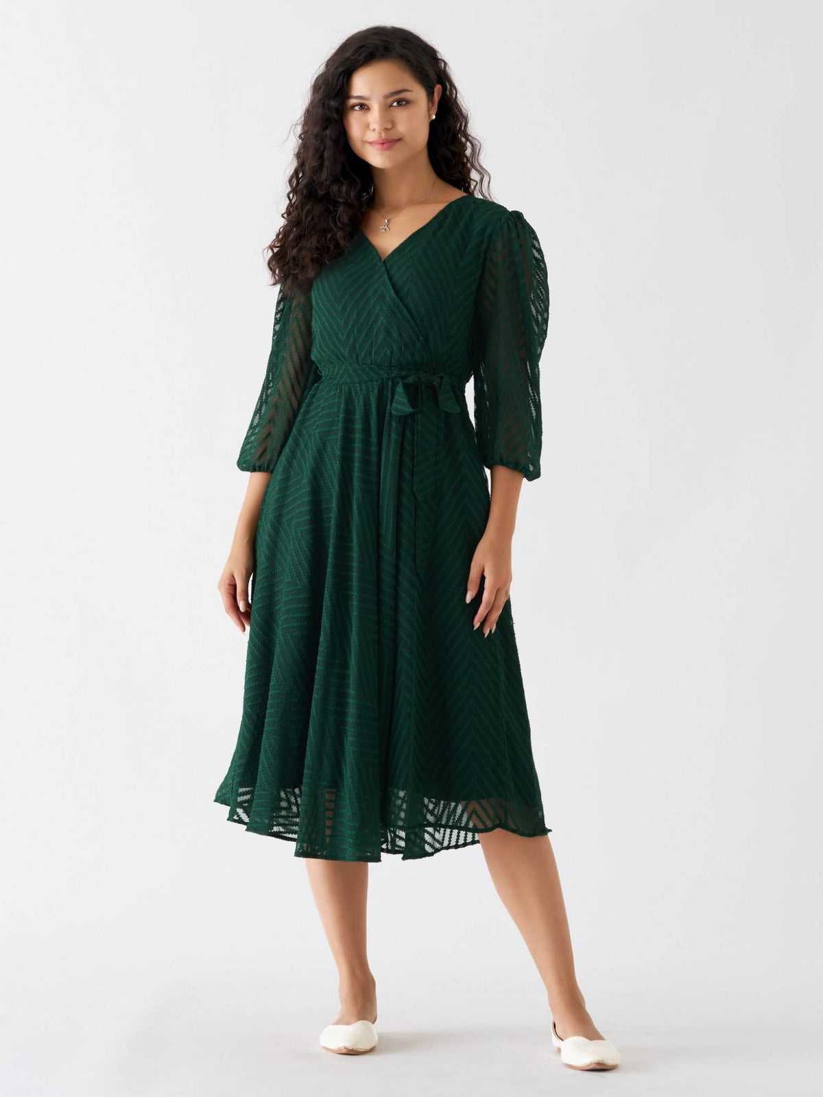 Ask Fancy White Designer Dress with Belt Women (Set of 2) | D56 - view 35