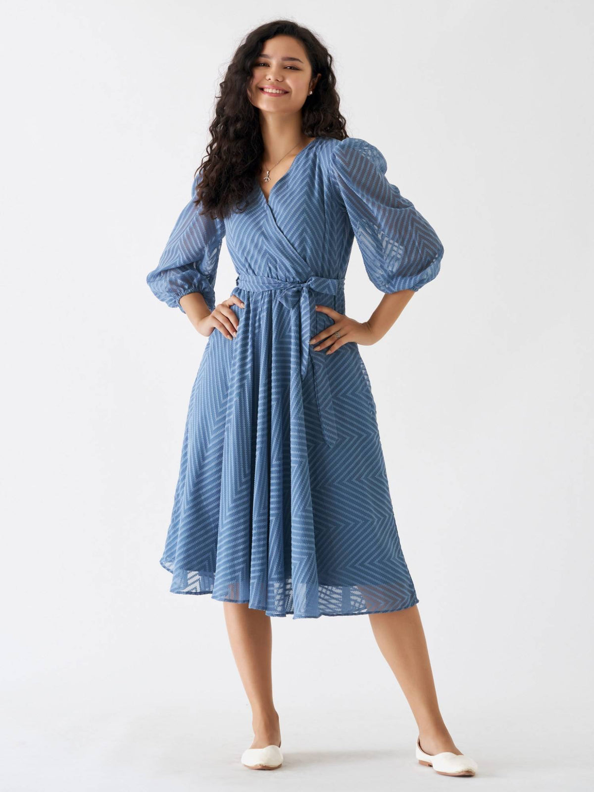 Ask Fancy White Designer Dress with Belt Women (Set of 2) | D56 - view 42