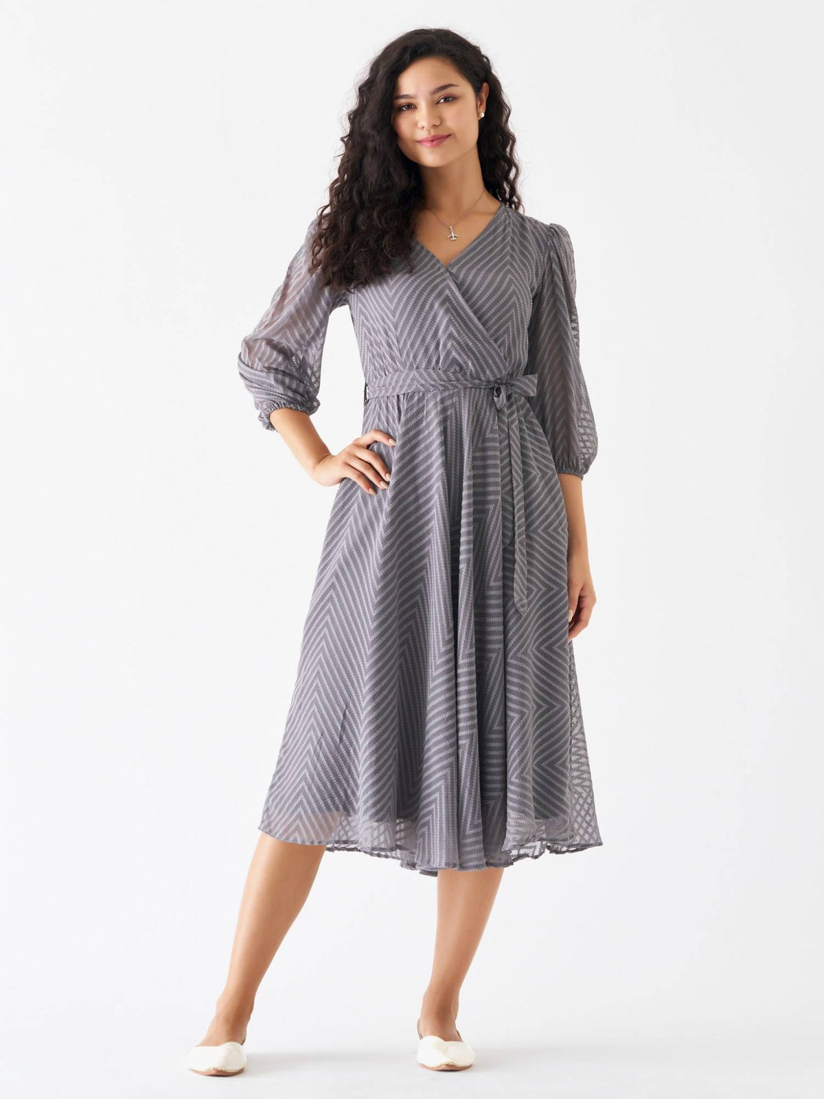Ask Fancy White Designer Dress with Belt Women (Set of 2) | D56 - view 8
