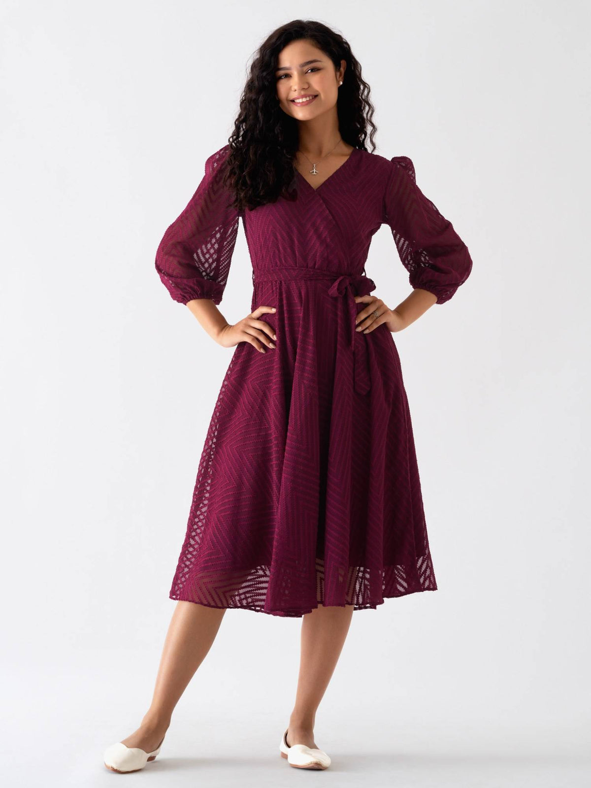 Ask Fancy White Designer Dress with Belt Women (Set of 2) | D56 - view 28