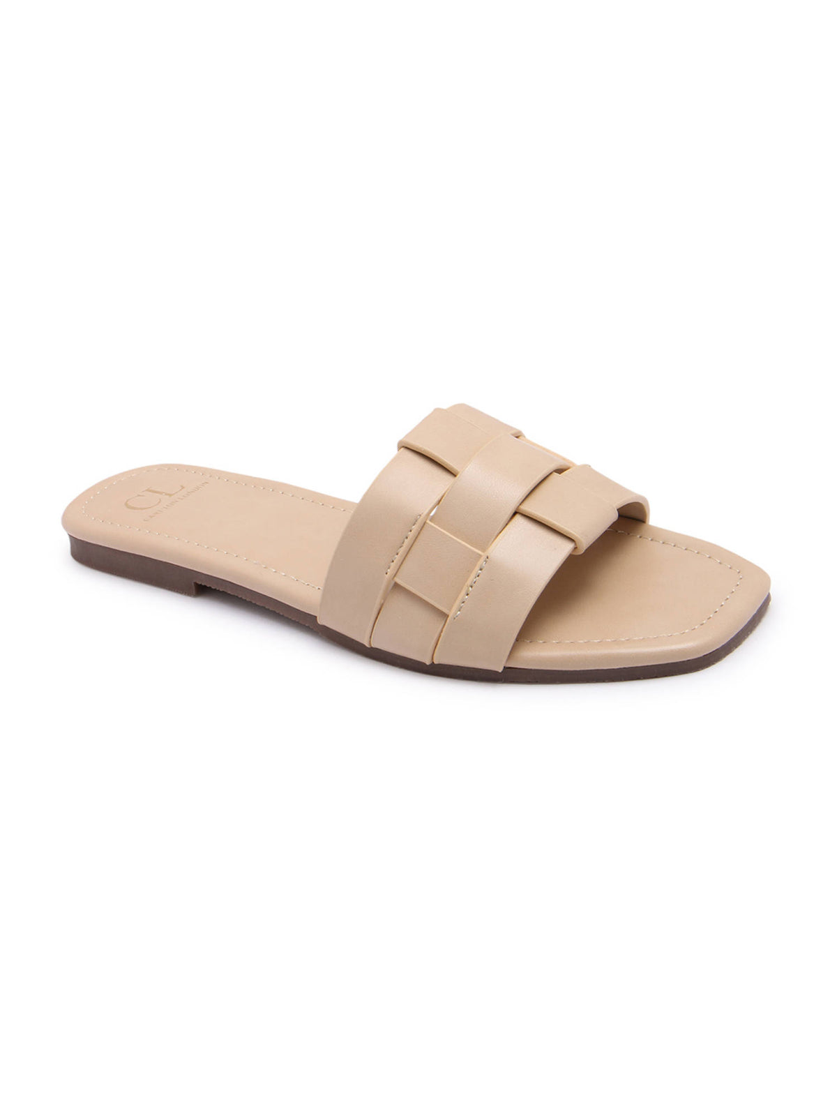 Women Beige Casual Square Toe Open Toe Flats | F61 - view 3