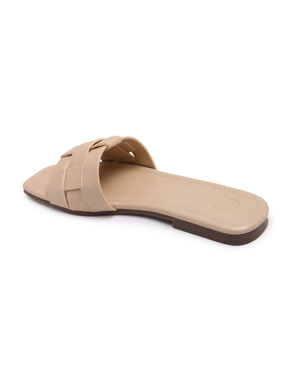 Women Beige Casual Square Toe Open Toe Flats | F61 - view 5